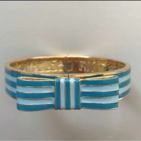 COACH Poppy Turquoise Enamel Bow Bangle Bracelet - Picture 2 of 4